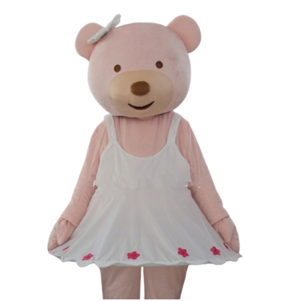 

mascot costumes pink bear mascot costume suit party game fancy dress outfits advertising promotion carnival halloween adults size parade, Red;yellow