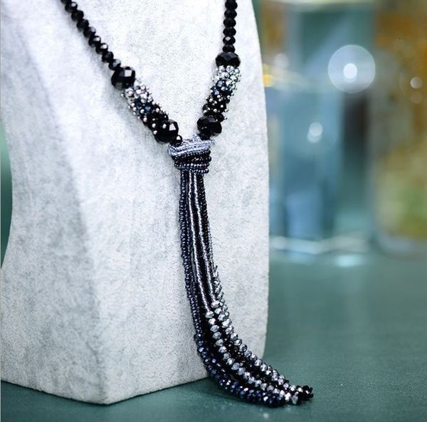 

chain long new necklace fashion crystal jewelry tassel chokers for women gifts mix colors