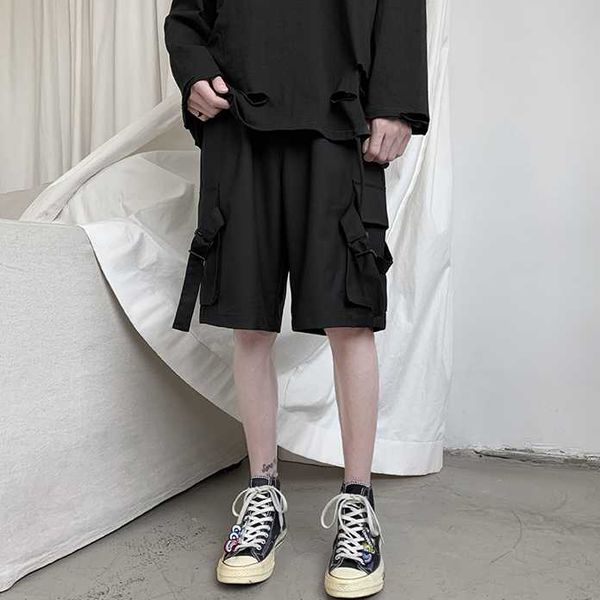 

women's shorts black women large pocket cargo harajuku japan loose leisure couple korean ulzzang trendy street summer, White;black