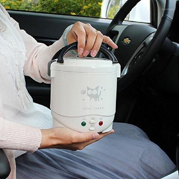 

rice cookers 1l electric mini cooker multifunctional white portable used in house 220v or car 12v truck 24v as lunch box1