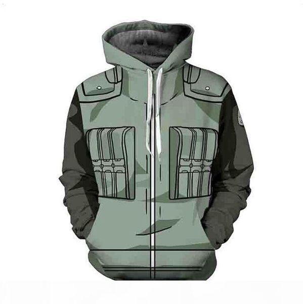 

naruto series 3d digital printing sweatshirt with hat hatake kakashi printing spring and autumn pullover sports sweater men's jacket, Black