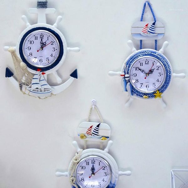 

wall clocks mediterranean clock small wooden silent creative for children's room modern duvar saati home decoration 60zb1
