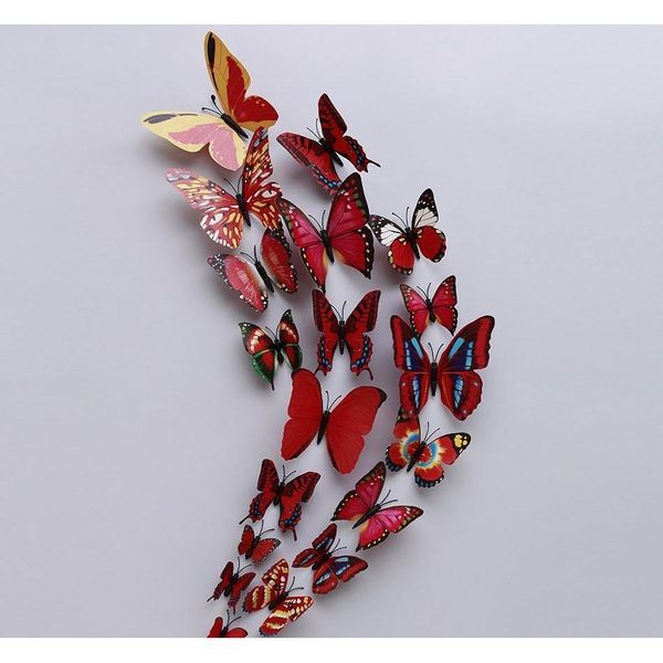 

72pcs/set 3d simulation butterfly beautiful room decoration curtain fridge stic sqckpn homes2011