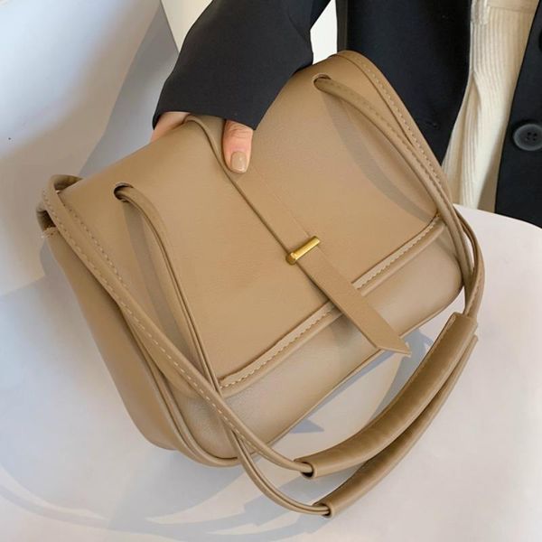 

cross body fashion shoulder bag for women 2021 autumn designer soft pu leather crossbody bags solid color retro large-capacity