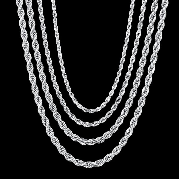 Colar de designer legal hiphop para mulheres colares masculinos correntes de corda torcida aço inoxidável ouro prata preto sul-americano colares corrente gargantilha jóias punk