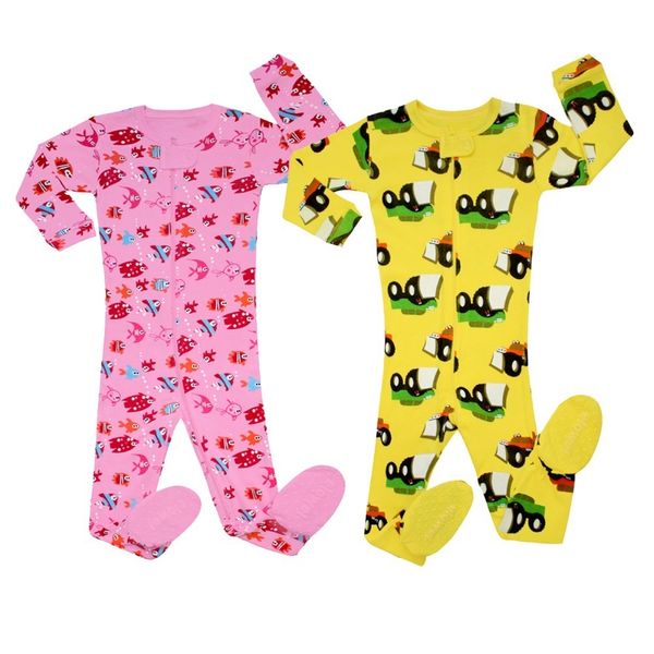 Brand New Baby Infant Pijamas Conjuntos Kids Algodão Pijamas Footed para 0-5T Kids Algodão Sleepwear Pijamas Boys PJS LJ201023