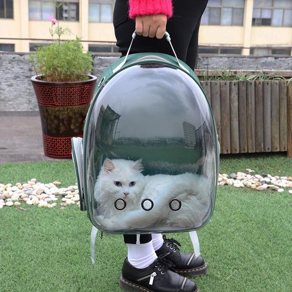 

portable cat carrier bag breathable pet small dog cat backpack outdoor travel space capsule cage transparent space pet bbytve