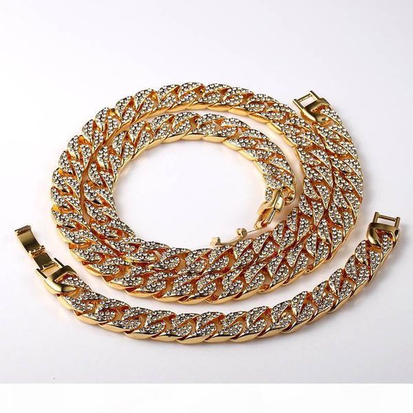 

pure gold miami link sparkling diamond bracelet hip hop jewelry fashion men's gold wristband, christmas gift, Black