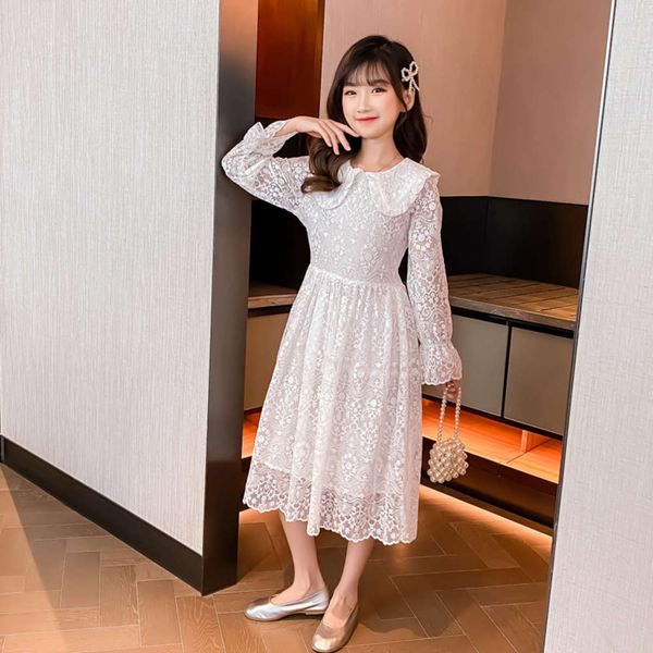 

children's wear 2021 new baby collar princs solid white korean girl's drs spring and autumn, Red;yellow