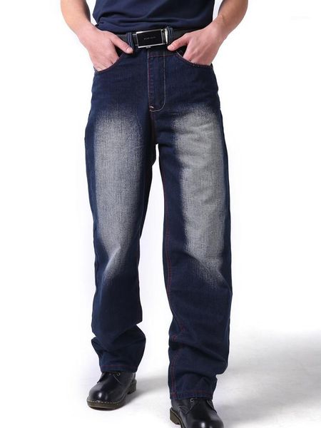 

nice punk tide denim jeans skateboard fashion men baggy hip hop jeans plus size 31-55 571, Blue