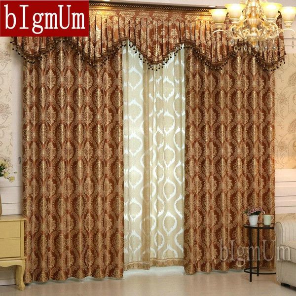 

luxury window curtains+valance for living room/bedrooms /jacquard curtains for home furnishing/treatment sold by complete set