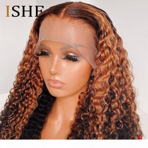 

honey blonde ombre kinky curly 360 lace frontal wig transparent lace wigs curly human hair wigs pre plucked lace wigs for women, Black