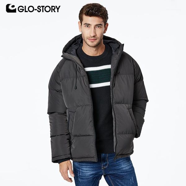 

glo-story men's 2019 basic casual streetwear winter thick warm snow jackets male outwear hooded parkas coats mma-92651, Tan;black