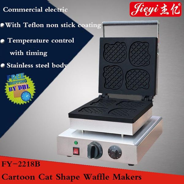 

electric cartoon cat shaped waffle makers 110v/220v/1750w cookie maker machine with adjustable thermostat
