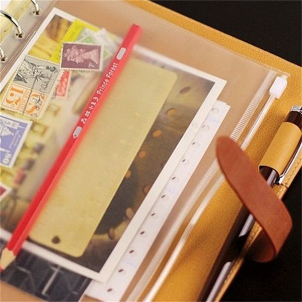 

pvc binder clear zipper storage bag 6 hole waterproof stationery bags office travel portable document sack a5/a6/a7 20 o2