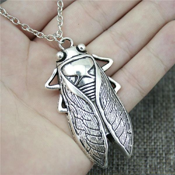 

pendant necklaces cicada 62x33mm 2 colors antique bronze silver color plated necklace for women drop supplier 2021 vintage