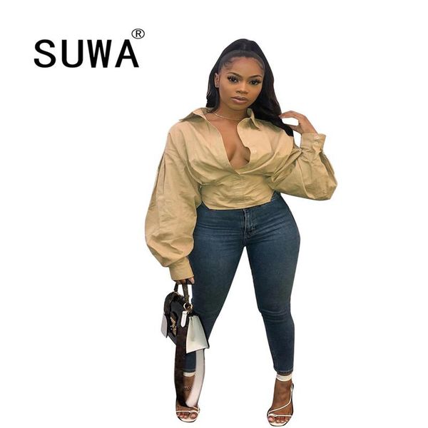 

summer blouse women vintage crop shirt 2021 chic woman fashion new blouses office lady puff casual long sleeve tunic, White