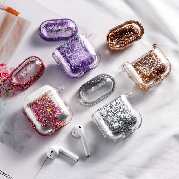 Мода Bling Quicksand Case для AirPods Pro Наушники Пыледостойкий ПК Жесткая защитная крышка для AirPods 2 1 Беспроводные Наушники Bluetooth