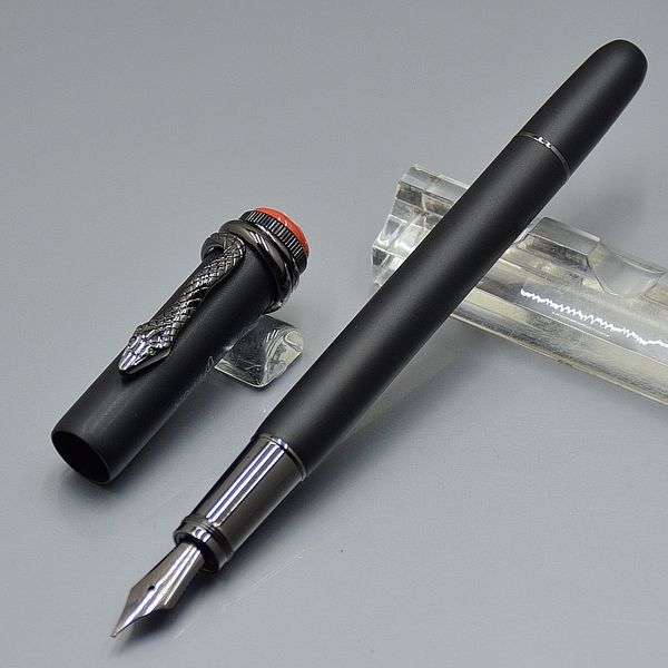 

matte black snake clip fountain pen administrative office stationery 0.7 nib calligraphy ink pens gift