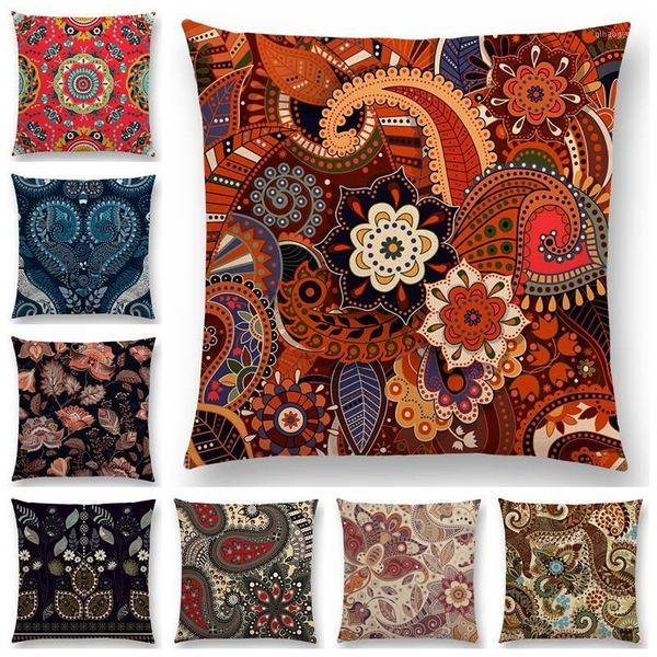 

new paisley mandala decorative pattern flower plants national style geometry petal leaf cushion cover sofa throw pillow case1