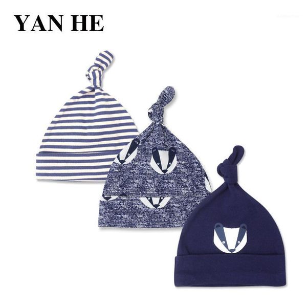

3-piece for baby boy and baby girl hat 0-6 months newborn pure cotton cap hat accessories1, Yellow