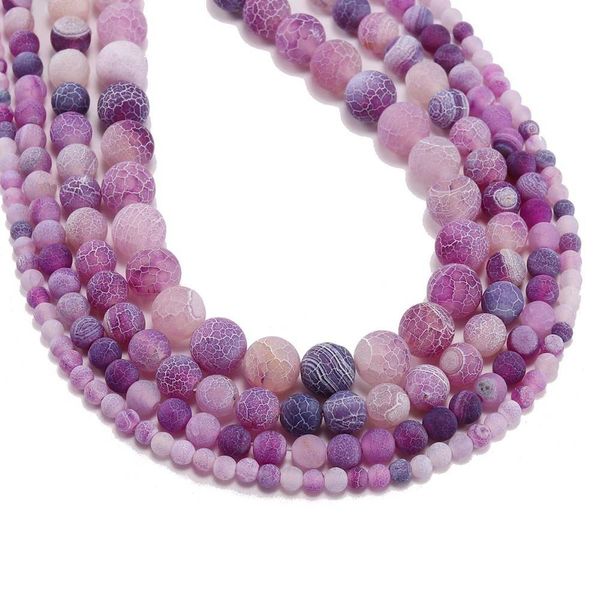 

1strand bulk wholesale natural stone frost crab purple agates round spacer scrub bead for jewelry making diy necklaces bracelets h jllxlt