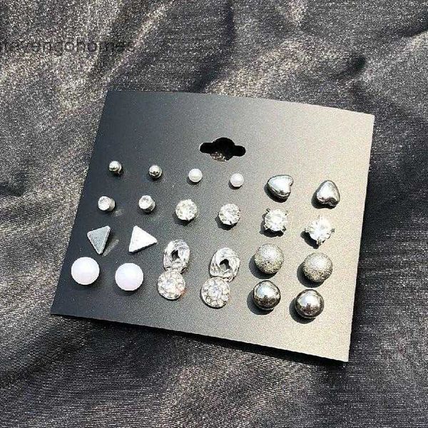 

12 square multi pairs plate piece set zircon peach heart diamond earrings female b422, Golden