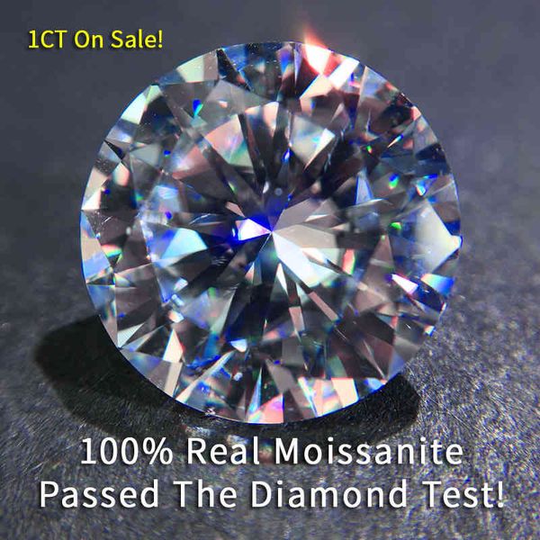 Grande Real 1CT 6,5MM Cor DE VVS1 3EX Corte Solto Pedra Diamante Moissanita Inteira Para Anel