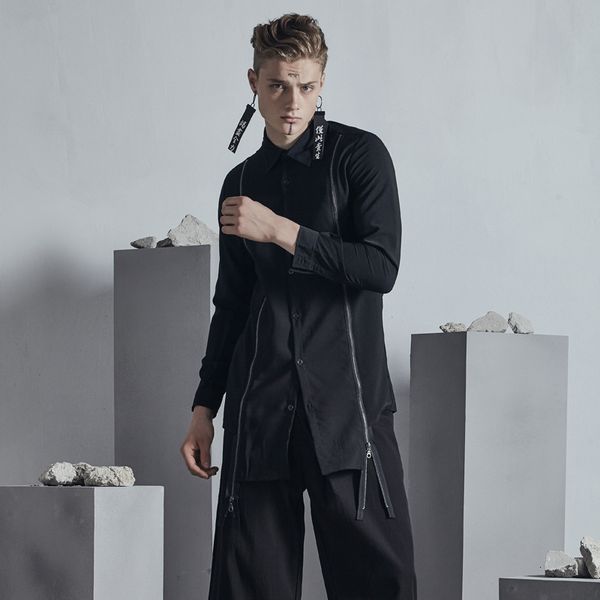 

2021 new dark front-end fastening light with occasional thin seam from british men's shirts dress in black. s-6xl zesv