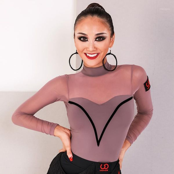 

new latin dance adults winter long sleeve leotard rumba cha cha samba salsa ballroom dancing wear women clothes dn48091, Black;red
