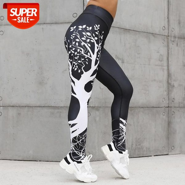 

normov fashion fitness printed leggings women push up high waist legging tree print slim polyester plus size leggings female #cc9r, Black;white