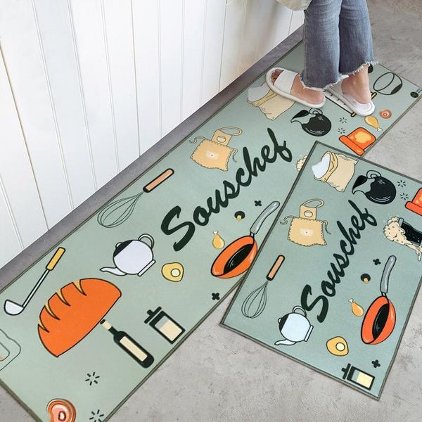 

carpets 2pcs/set kitchen mats absorbent rug non-slip entrance doormats ins floor mat long strip home carpet 40x60/40x120cm