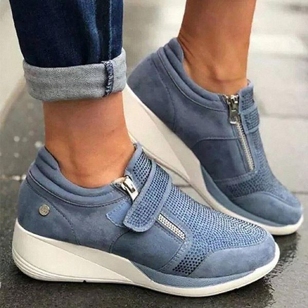 

fashion rhinestone sneakers women large size 43 hook loop non slip chunky sneakers woman rubber shallow wedges shoes for women #hu1t