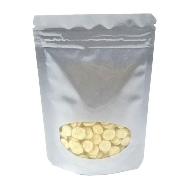 

200pcs lot aluminum foil round window zip lock stand up packaging bag mylar resealable zipper doypack tea beans storage pack bag h bbyimn