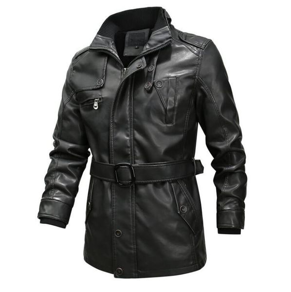 

men's fur & faux winter mens leather jacket motorcycle coat men pu jackets washed clothes jaqueta de couro fashion autumn black brown