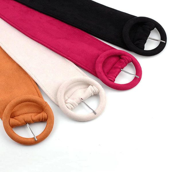 

women vintage faux suede belt circle buckles corset belt female casual ladies waist belts accessories elasticated wide waistband, Black;brown