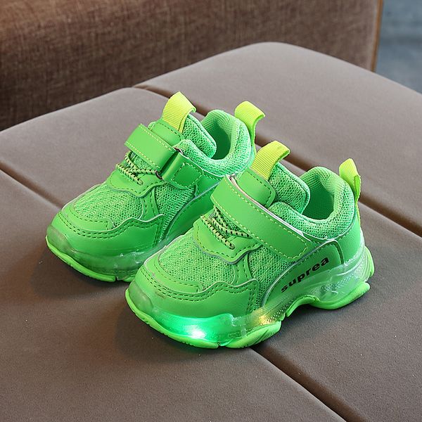 

new children sneakers summer baby boys girls shoes with light fashion casual breathable non-slip toddler kids led luminous shoes t200624, Black;red