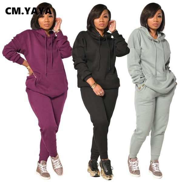 

cm.yaya autumn velvet stacked women's set bow hoodies ruched pants set sport tracksuit two piece outfit active sweatsuit, Gray