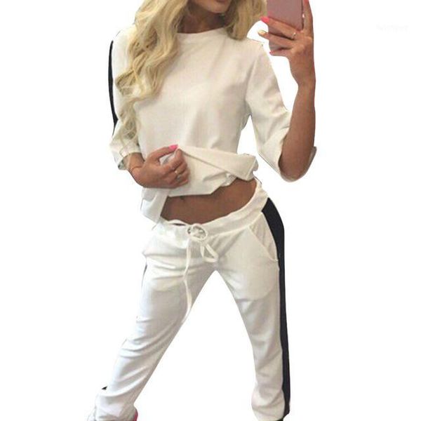 

tracksuit for women two piece set hoodies sweatshirts pullover female casual sportsuits sweat pant, White