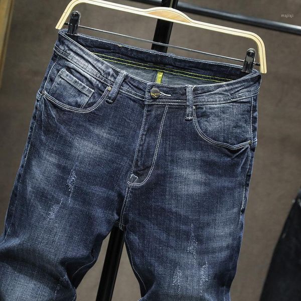 

men's jeans 2021 autumn winter men designer for soft comfortable denim trousers solid color business blue pants,9381