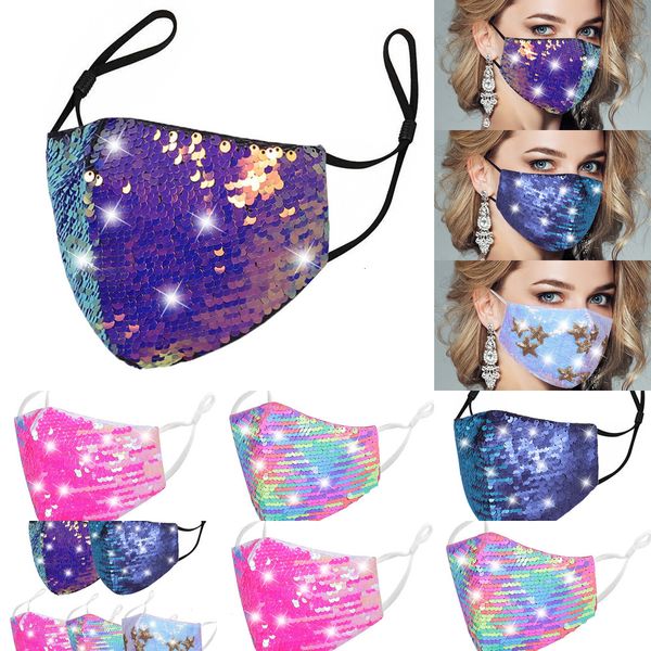

face diamond sequined designer mask bling colorful fashion mouth masks dustproof breathable ear-mounted facemask 5 n6511