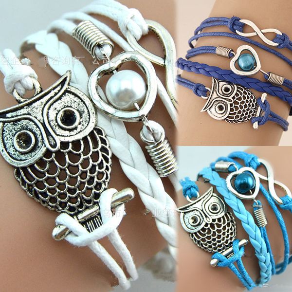 

charming 1 infinity pc women friendship fashion multilayer charm leather bracelets jewelry gift