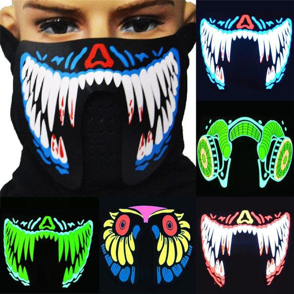 

big halloween masks led masks clothing terror cold light helmet festival party glowing dance steady voice activated music mask