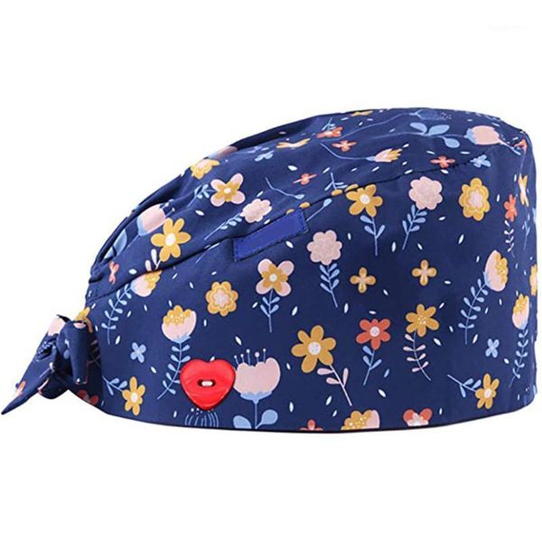 

#H40 3PCS Home Fashion Printed Button Work Hat Casual Unisex Women Men Back Bandage Cap Outdoors Cap Work Hat1, Blue;gray