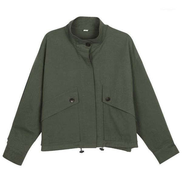 

women's jackets women light weight cropped cargo jacket brief cotton jackets1, Black;brown