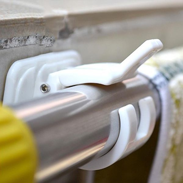 

новые 2 шт. самоклеящиеся крюки настенные настенные завесы стержень кронштейн душевая занавеска стержень с фиксированным клипсом подвесная с