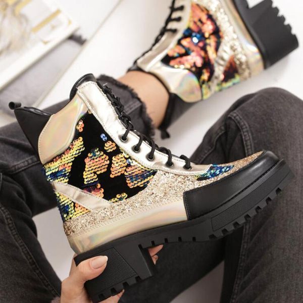 

doratasia big size 41 female platform autumn winter boots bling ankle boots women street punk brand motorcycles shoes woman1, Black