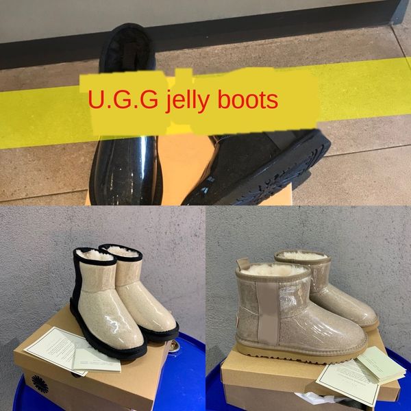 

69qd silver fur women warm winter boots long plush snowwaterproof boots lace up plus size 43 ankle shoes woman, Black