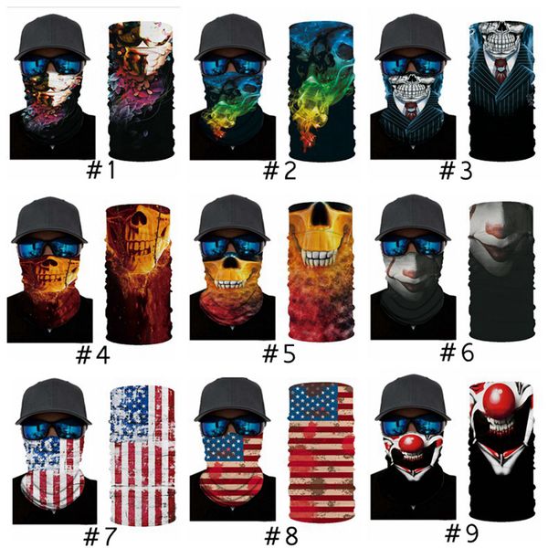 

skull magic scarf american national flag bandana half face mask 24*49cm headband turban ski cycling mask cyz2916, Black