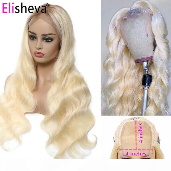 

honey blond 613 closure wig blonde human hair lace wigs brazilian body wave with closure wigs remy 4x4 lace wig 180%, Black;brown